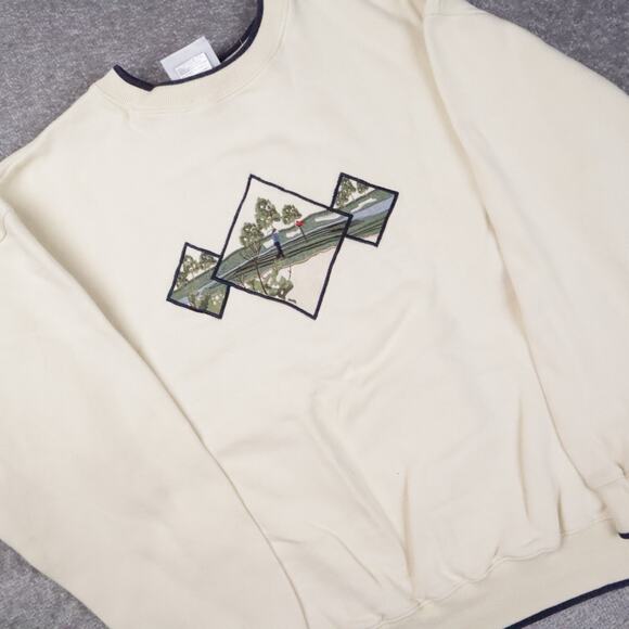 Vintage 90s Embroidered Golf Large Off White Large Long Sleeve Sweatshirt - Picture 12 of 13
